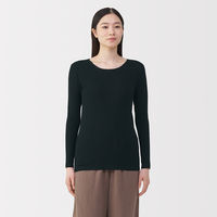無印良品 レディース 婦人 あったか綿 クルーネック長袖Ｔシャツ 婦人Ｌ 黒 良品計画