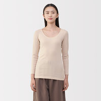 無印良品 レディース 婦人 あったか綿 Ｕネック八分袖Ｔシャツ 婦人Ｓ ライトベージュ 良品計画