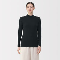無印良品 レディース 婦人 あったか綿 ハイネック長袖Ｔシャツ 婦人Ｓ 黒 良品計画