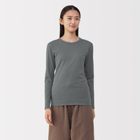 無印良品 レディース 婦人 あったか綿 厚手 クルーネック長袖Ｔシャツ 婦人Ｓ ミディアムグレー 良品計画