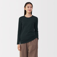 無印良品 レディース 婦人 あったか綿 厚手 クルーネック長袖Ｔシャツ 婦人Ｓ 黒 良品計画