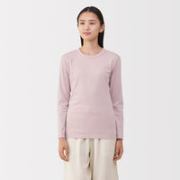 無印良品 レディース 婦人 あったか綿 厚手 クルーネック長袖Ｔシャツ 婦人Ｍ ライトピンク 良品計画