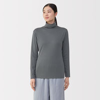 無印良品 レディース 婦人 あったか綿 厚手 タートルネック長袖Ｔシャツ 婦人Ｍ ミディアムグレー 良品計画