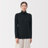 無印良品 レディース 婦人 あったか綿 厚手 タートルネック長袖Ｔシャツ 婦人Ｓ 黒 良品計画