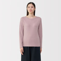 無印良品 レディース 婦人 あったか綿 ウールクルーネック長袖Ｔシャツ 婦人Ｓ スモーキーピンク 良品計画