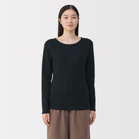 無印良品 レディース 婦人 あったか綿 ウールクルーネック長袖Ｔシャツ 婦人Ｌ 黒 良品計画