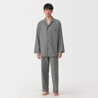 無印良品 メンズ 紳士 脇に縫い目のない フランネル長袖パジャマ 紳士ＸＬ アイボリー柄 良品計画