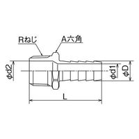 オンダ製作所 SMHN型 ステンレス六角ホースニップル SUS316 SMHN-2527 1個（直送品）