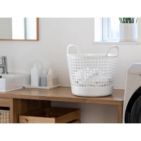 ラウンドバスケット ホワイト SCB-1 洗濯カゴ 収納バスケット Like-it（ライクイット）