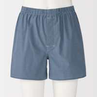 無印良品 メンズ　紳士 綿ブロード 前開き トランクス 紳士Ｍ サックスブルーチェック 良品計画