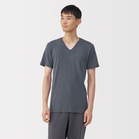 無印良品 メンズ　紳士 あったか綿 Ｖネック半袖Ｔシャツ 紳士Ｓ ダークグレー 良品計画