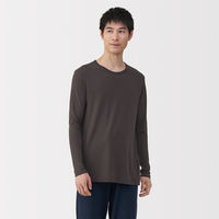 無印良品 メンズ　紳士 脇に縫い目のない なめらか クルーネック長袖Ｔシャツ 紳士Ｓ ブラウン 良品計画
