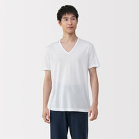 無印良品 メンズ　紳士 脇に縫い目のない なめらか Ｖネック半袖Ｔシャツ 紳士Ｌ 白 良品計画