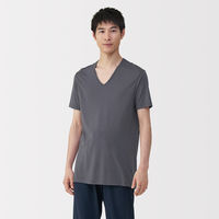 無印良品 メンズ　紳士 脇に縫い目のない なめらか Ｖネック半袖Ｔシャツ 紳士Ｌ チャコールグレー 良品計画