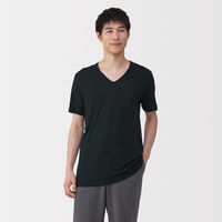 無印良品 メンズ　紳士 脇に縫い目のない なめらか Ｖネック半袖Ｔシャツ 紳士Ｌ 黒 良品計画