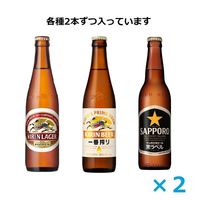 ビール 瓶ビール アソート 3種飲み比べセット 小瓶 小ビン 334ml 1セット(6本)