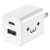 USB充電器 タイプC PD 20W USB-C×1 A×1 コンセント しろちゃん EC-AC12020WF エレコム 1個（直送品）