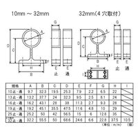 横受ブラケット2点穴取付 Φ16規格(Φ16.2)止 50個入 配管用ブラケット 1100100011543 1セット(50個入)（直送品）