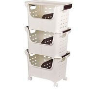 パール金属 やさいストッカー3個組キャスター・フタ付 HB-636 1箱(3個) 63-2766-50（直送品）