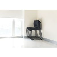 【車上渡し】アール・エフ・ヤマカワ ミーティングチェア ループ脚 ブラック QUE-BLACK 1脚（直送品）