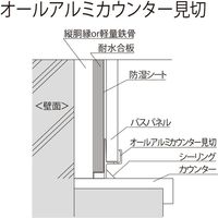 【建築資材・浴室用パネル】フクビ化学工業 アルミ系バスパネル部材  オールアルミカウンター見切 3m ゾウゲ 1梱包（10本入）（直送品）