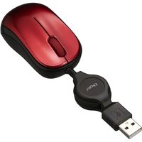 ナカバヤシ くるんとmini 小型巻き取り有線3ボタンBlueLEDマウス レッド MUS-UKT166R 1個