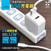 日本トラストテクノロジー CUBE USB充電器 2P 12W ホワイト CUBEUSB2P12W-WH 1個