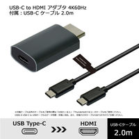 Vodaview USBーC to HDMI変換アダプタ4K60Hz 2mケーブル付 VV-UCFHDM-CC020 1式