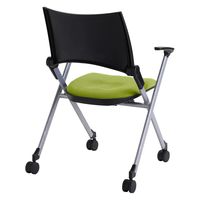 TOKIO ネスティング・スタッキングチェア 肘付 グリーン 1箱(4脚入) 並行 垂直 ミーティングチェア キャスター付き（取寄品）