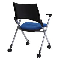 TOKIO ネスティング・スタッキングチェア 肘付 ブルー 1箱(4脚入)  並行 垂直 ミーティングチェア キャスター付き（取寄品）