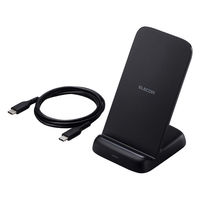 ワイヤレス充電器 Qi認証 充電スタンド 10W / 7.5W / 5W 高速充電 ブラック EC-QS10BK エレコム 1個（直送品）