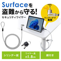 サンワサプライ Surface用セキュリティワイヤー(シリンダー錠タイプ) SLE-50SSFPG 1個