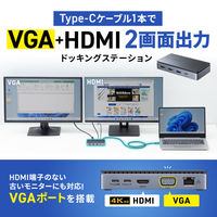 サンワサプライ USB TypeーCドッキングステーション(HDMI/VGA・2画面出力対応) USB-CVDK19 1個