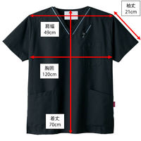 【再検品商品】フォーク ポケット付きスクラブ ブラック L 7003SC-9 1枚　スクラブ（わけあり品）