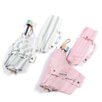 レディース 晴雨兼用 ストライププリントミニ傘 ピンク studio CLIP