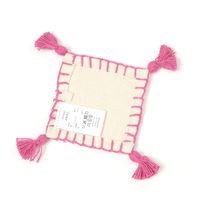 布 カラーステッチタッセルコースター ピンク studio CLIP