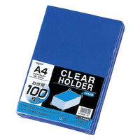 リヒトラブ クリヤーホルダー G6100-20 A4 青 100枚　1パック（直送品）