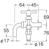 SANEI 散水用二口横水栓 F126YV-13 1個（直送品）