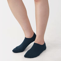 無印良品 レディース 婦人 足なり直角 パイル編みスニーカーイン ２３～２５ｃｍ ネイビー 良品計画