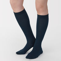 無印良品 レディース 婦人 足なり直角 履き口やわらか ハイソックス 口ゴムなし ２３～２５ｃｍ ダークネイビー 良品計画