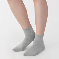 無印良品 レディース 婦人 足なり直角 履き口やわらか 三層 ショート丈靴下 口ゴムなし 杢色 ２３～２５ｃｍ グレー 良品計画