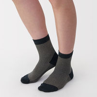 無印良品 レディース 婦人 足なり直角 履き口やわらか 千鳥柄ショート丈靴下 口ゴムなし ２３～２５ｃｍ ブラウン柄 良品計画