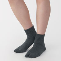 無印良品 レディース 婦人 足なり直角 履き口やわらか たび型ショート丈靴下 口ゴムなし 杢色 ２３～２５ｃｍ チャコールグレー