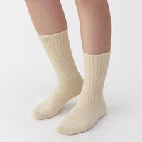 無印良品 レディース 婦人 足なり直角 履き口やわらか ふわふわリブ編み靴下 ２３～２５ｃｍ ライトベージュ 良品計画