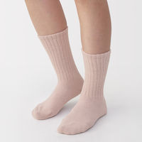 無印良品 レディース 婦人 足なり直角 履き口やわらか ふわふわリブ編み靴下 ２３～２５ｃｍ スモーキーピンク 良品計画