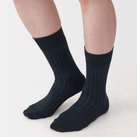 無印良品 メンズ 紳士 足なり直角 ビジネス靴下 ストライプ柄 ２５～２７ｃｍ ダークネイビーストライプ 良品計画