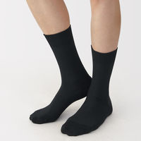 無印良品 メンズ 紳士 足なり直角 鹿の子編み ビジネス靴下 再生コットン ２５～２７ｃｍ 黒 良品計画