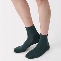 無印良品 メンズ 紳士 足なり直角 パイル編み ショート丈靴下 無地 ２５～２７ｃｍ ダークグリーン 良品計画