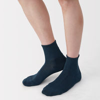 無印良品 メンズ 紳士 足なり直角 パイル編み ショート丈靴下 無地 ２５～２７ｃｍ ネイビー 良品計画
