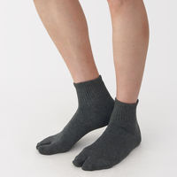 無印良品 メンズ 紳士 足なり直角 たび型ショート丈靴下 杢色 ２５～２７ｃｍ チャコールグレー 良品計画